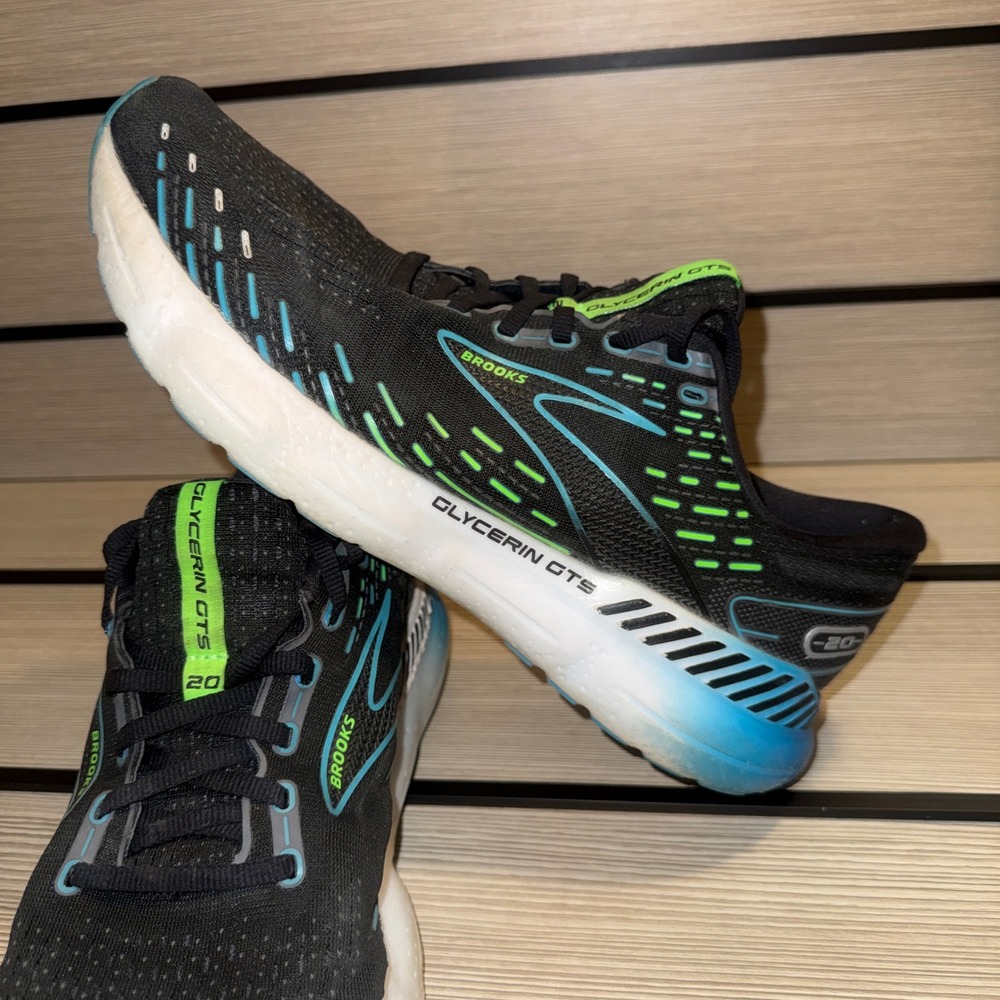 Brooks Glycerin‎ GTS 20 Mens Running Shoes Black Blue Lime 1103831D006 Size 12 D
